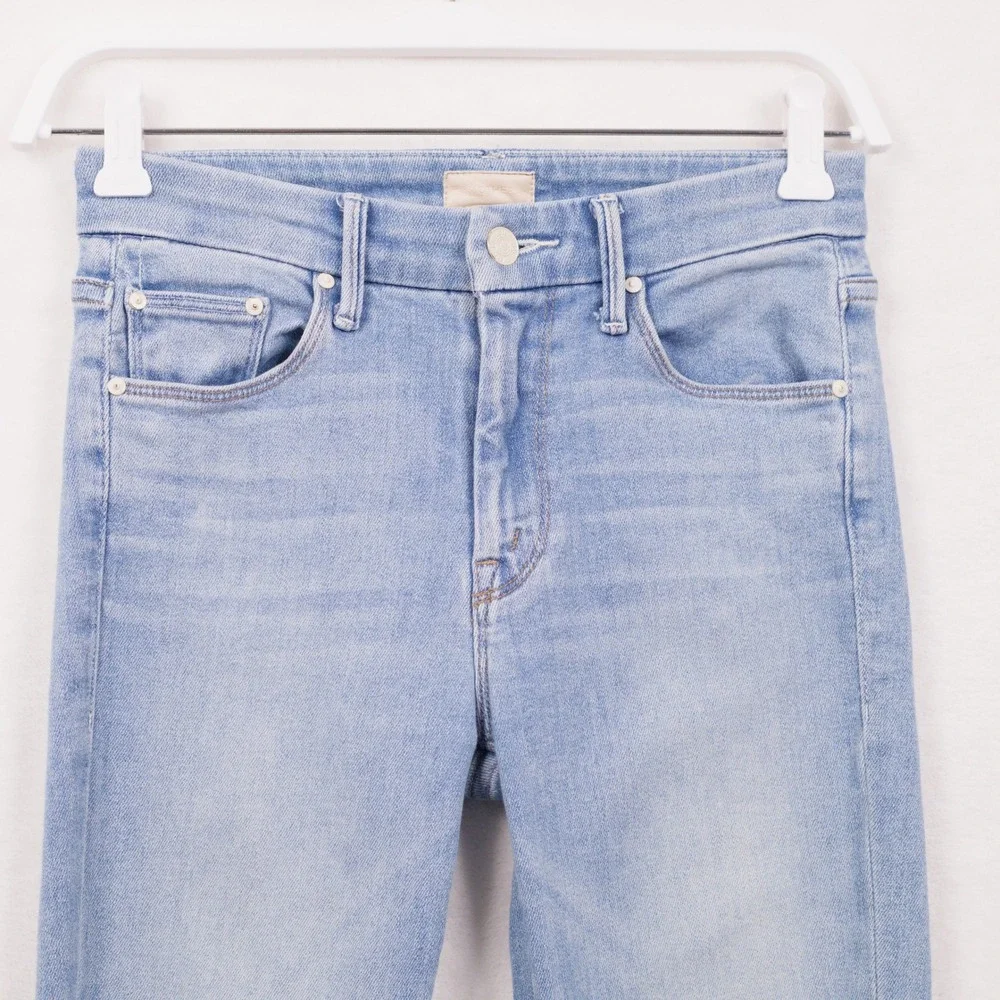 MOTHER The Looker Crop Swimming Pool Sunday Denim Jeans Blue Sz 24 - Picture 3 of 11
